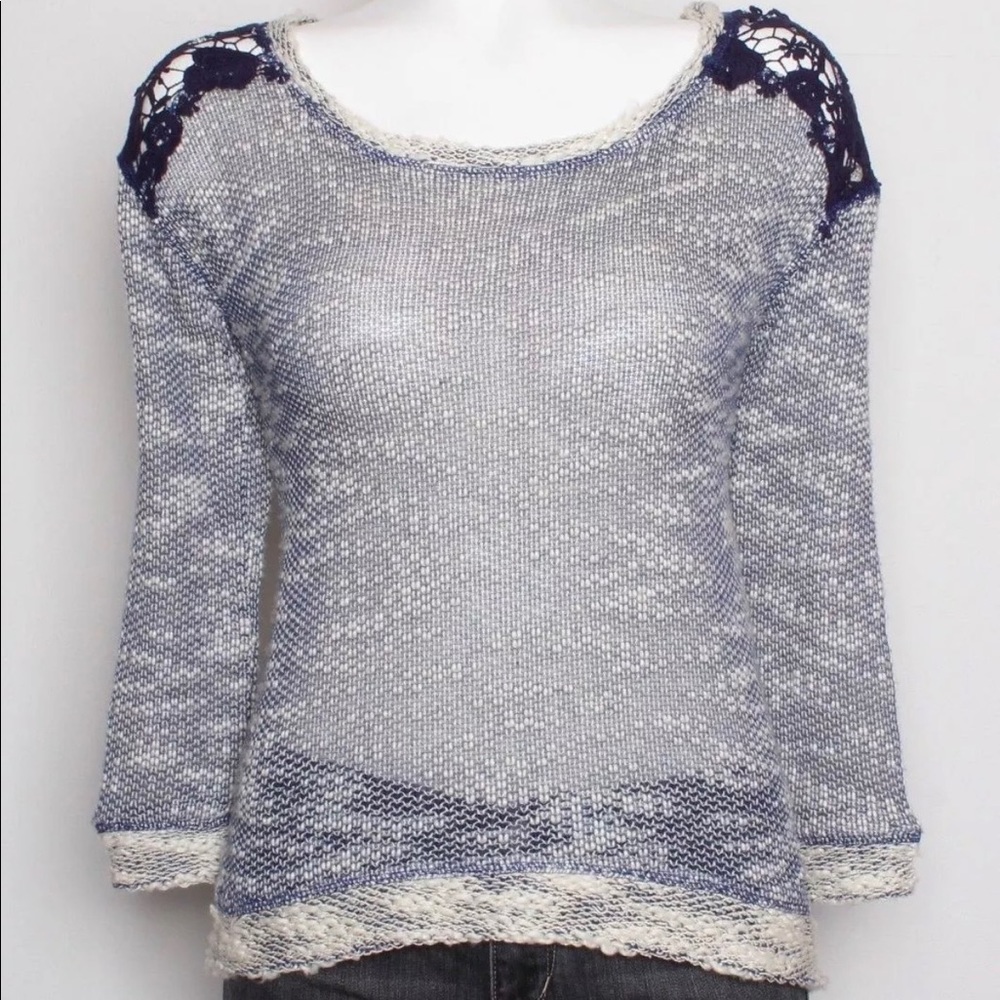 Jessica Simpson Blue Knit With Lace Sweater XS